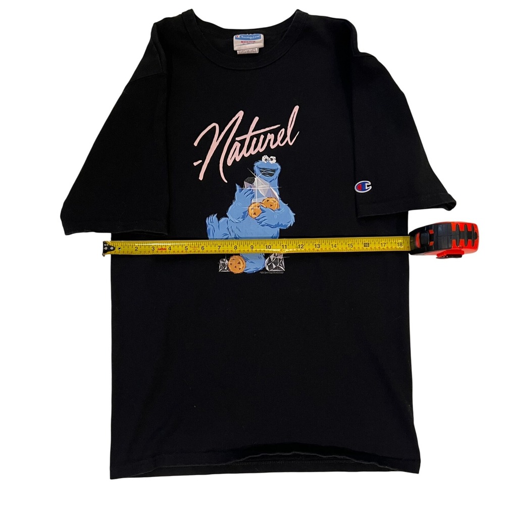 Champion Naturel Cookie Monster T-Shirt Black Graphic Print Mens Medium - Picture 3 of 10